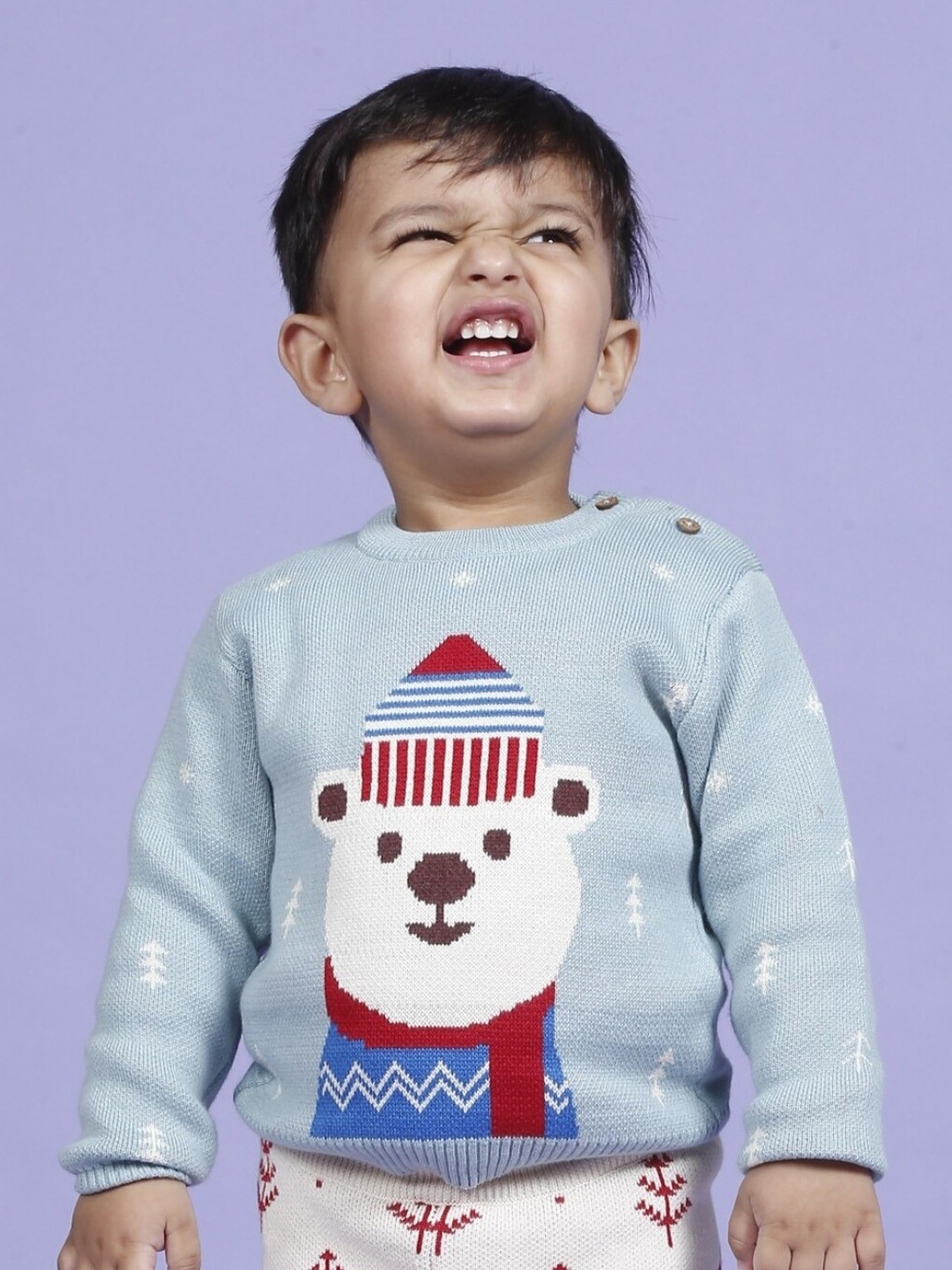 

Greendeer Kids Printed Cotton Pullover Sweater, Blue