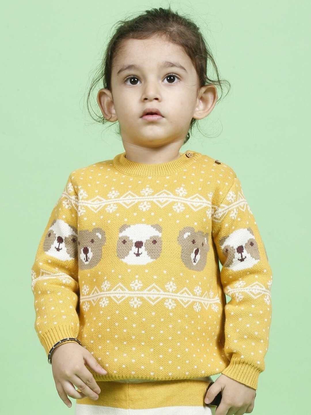 

Greendeer Kids Printed Cotton Pullover Sweater, Yellow