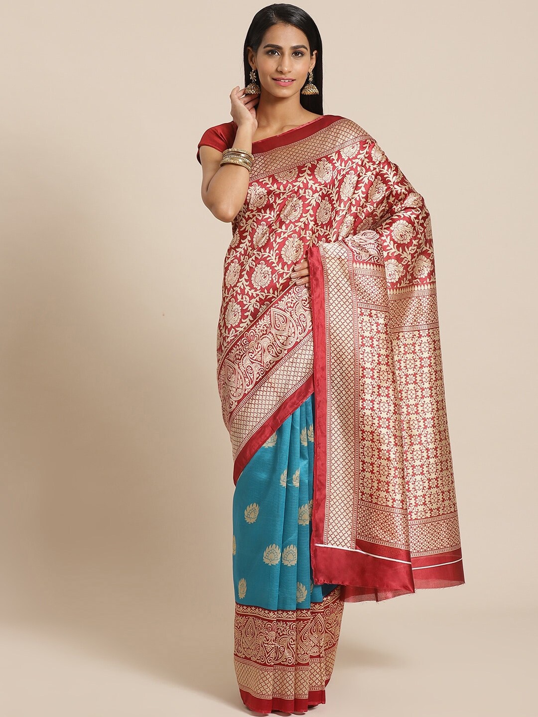 

Varanga Ethnic Motifs Woven Design Mysore Silk Saree, Blue