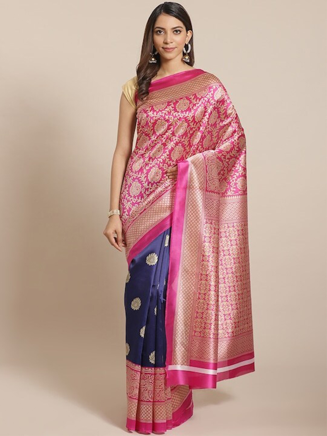 

Varanga Ethnic Motifs Woven Design Zari Saree, Pink