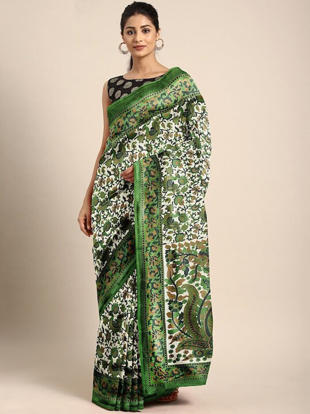 

Varanga Floral Printed Saree, White