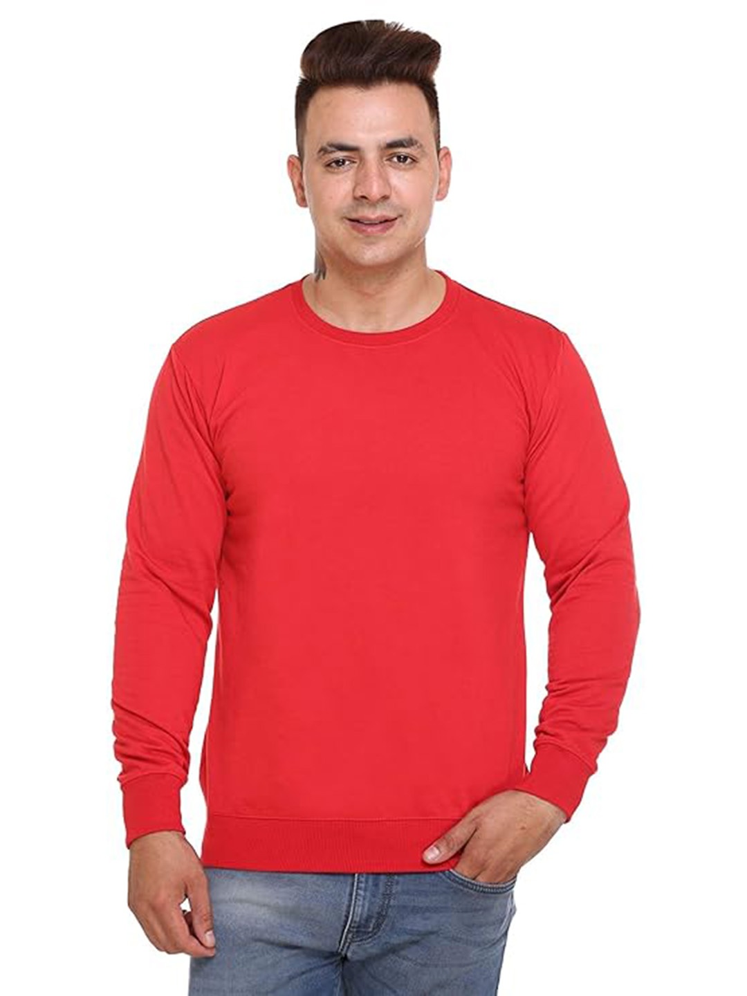 

GAINELL Round Neck Pullover Sweatshirt, Red