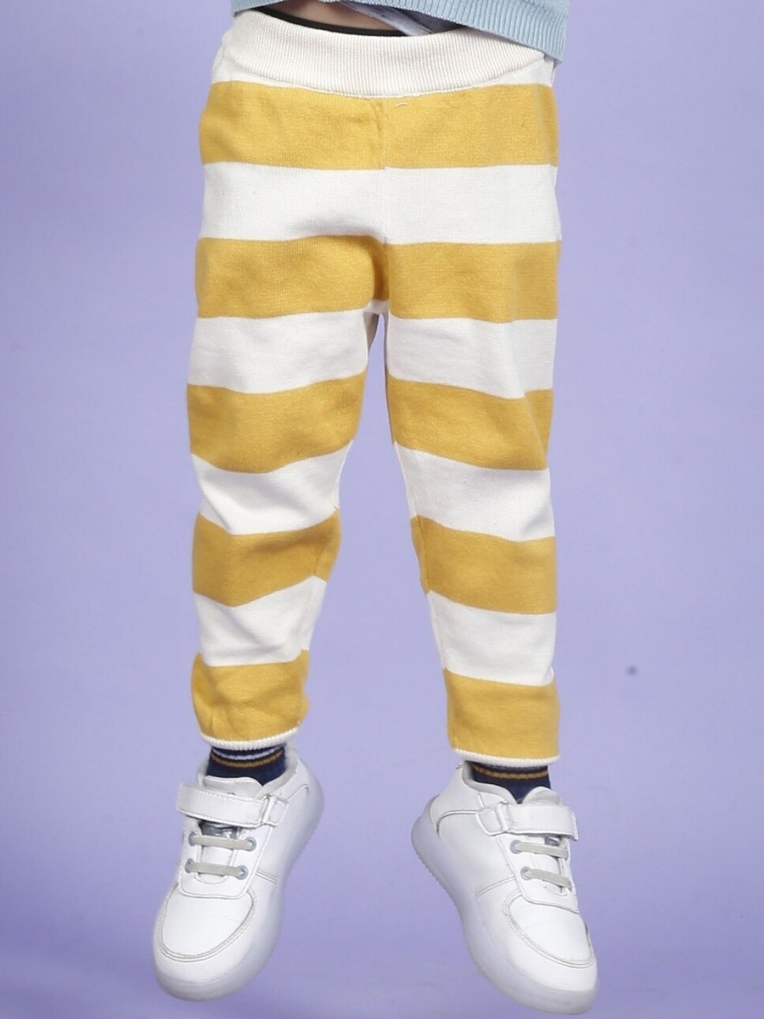 

Greendeer Kids Striped Cotton Track Pants, Yellow