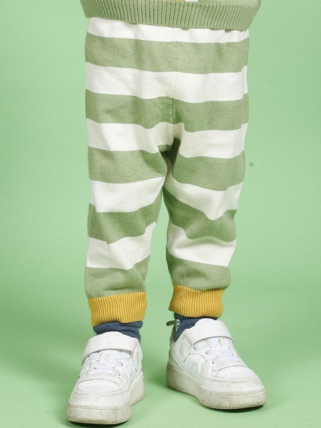 

Greendeer Kids Striped Cotton Track Pants, Green