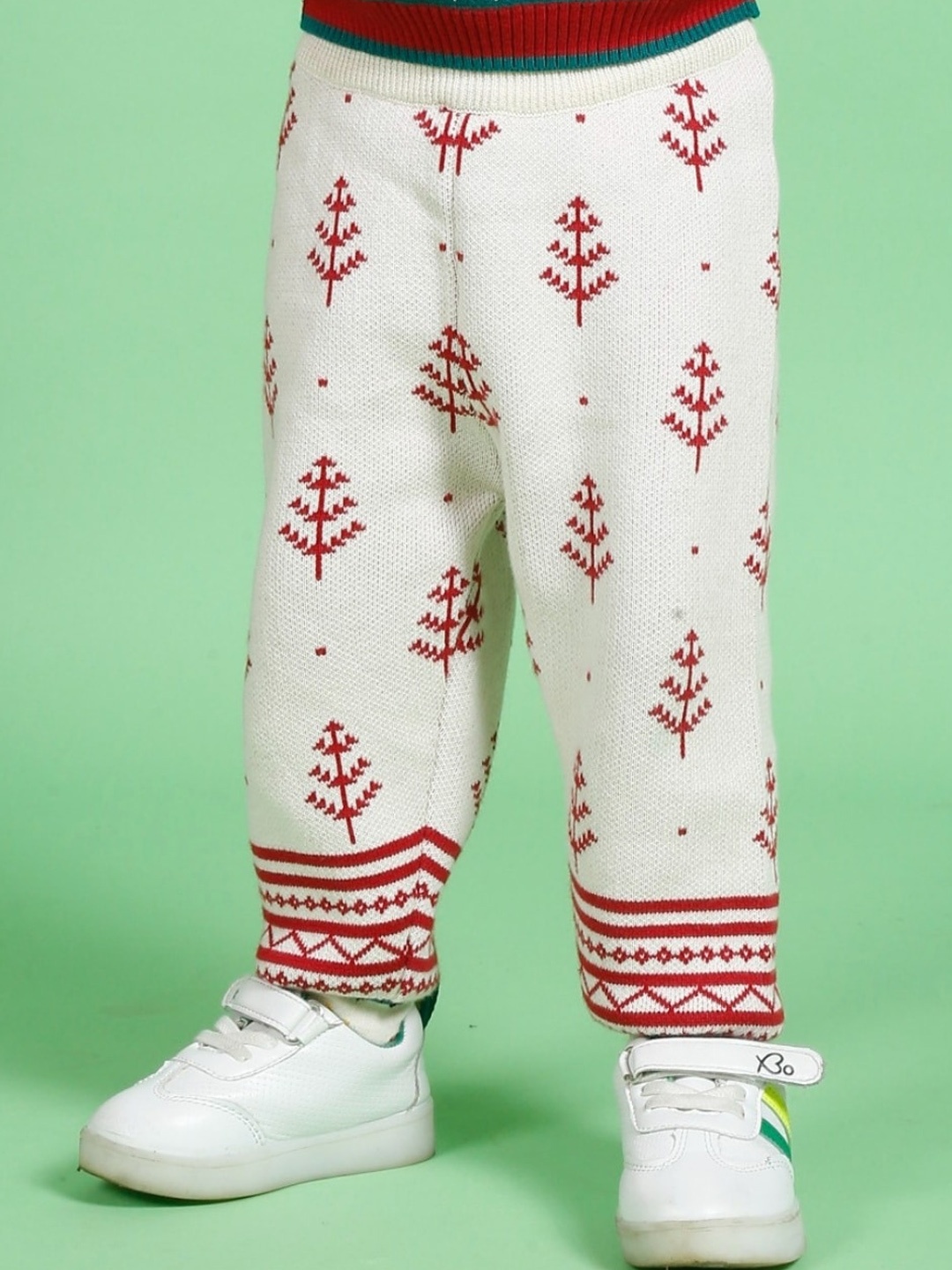 

Greendeer Infant Kids Pine Tree Printed Pure Cotton Joggers, White