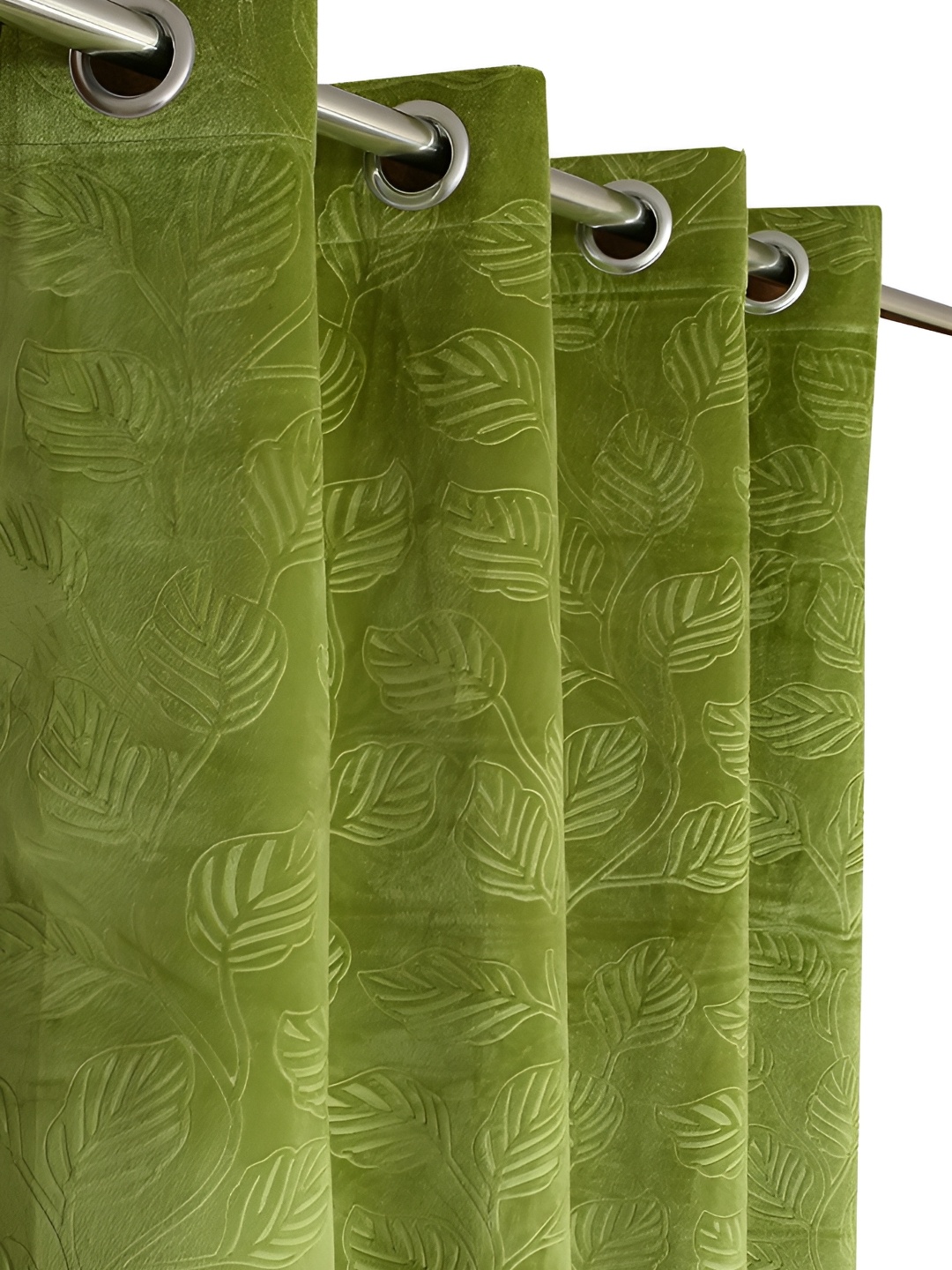 

MSD DECOR HUB Green Floral Black Out Long Door Curtain