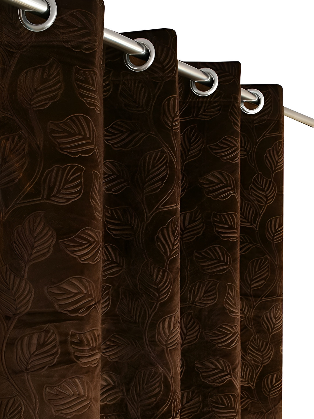 

MSD DECOR HUB Brown Floral Black Out Velvet Long Door Curtain