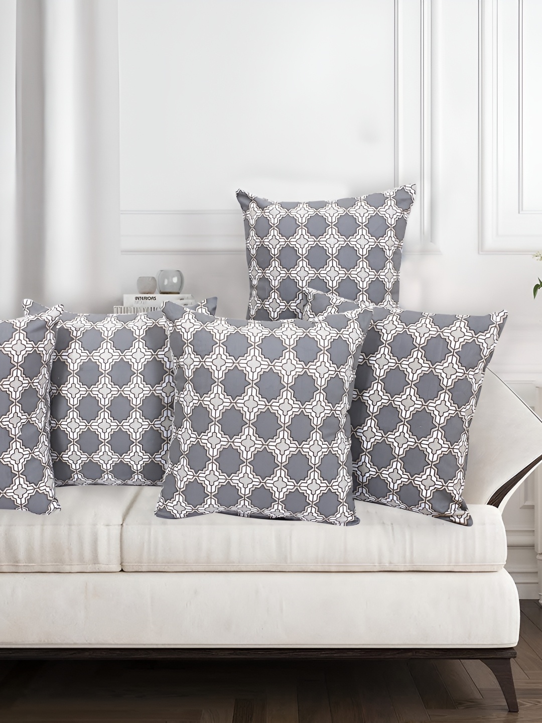 

Texstylers Grey & White 5 Pieces Square Cushion Covers
