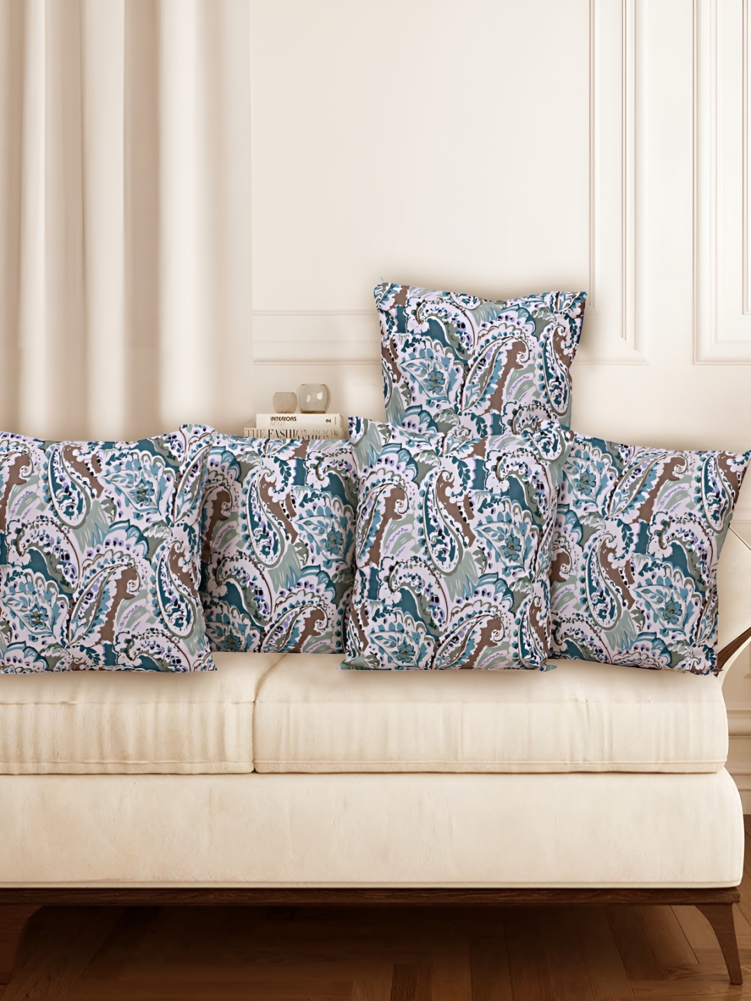 

Texstylers Blue & Brown 5 Pieces Square Cushion Covers