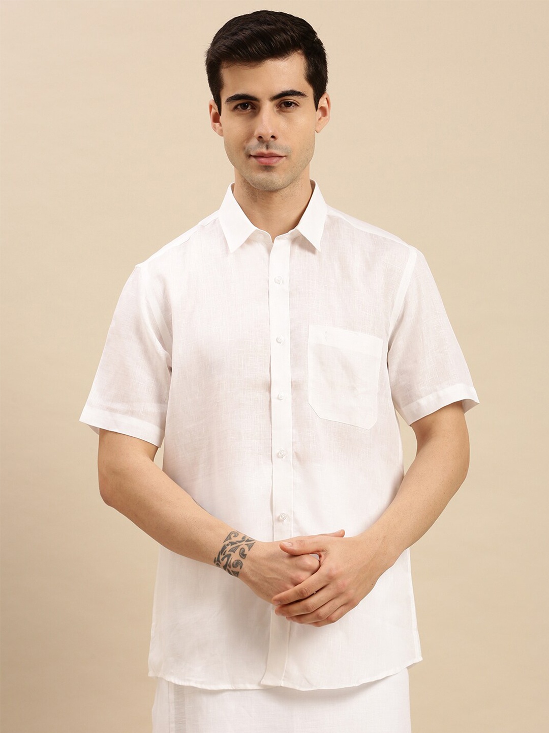 

Ramraj Classic Coolex Starch Finish Cotton Ethnic Shirt, White