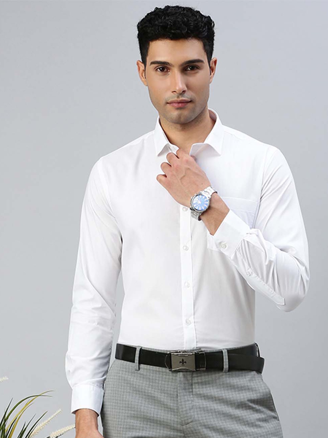 

Ramraj Original Spread Collar Long Sleeves Cotton Ethnic Shirt, White
