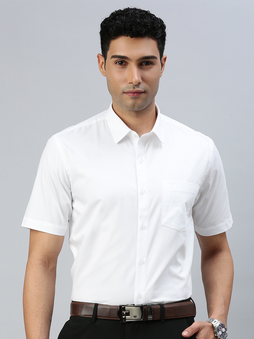 

Ramraj Classic Short Sleeves Pure Cotton Ethnic Shirt, White