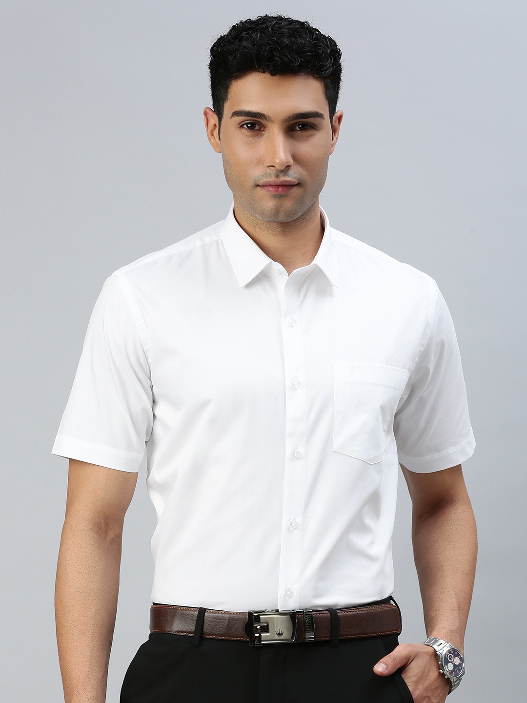 

Ramraj Classic Short Sleeves Pure Cotton Ethnic Shirt, White