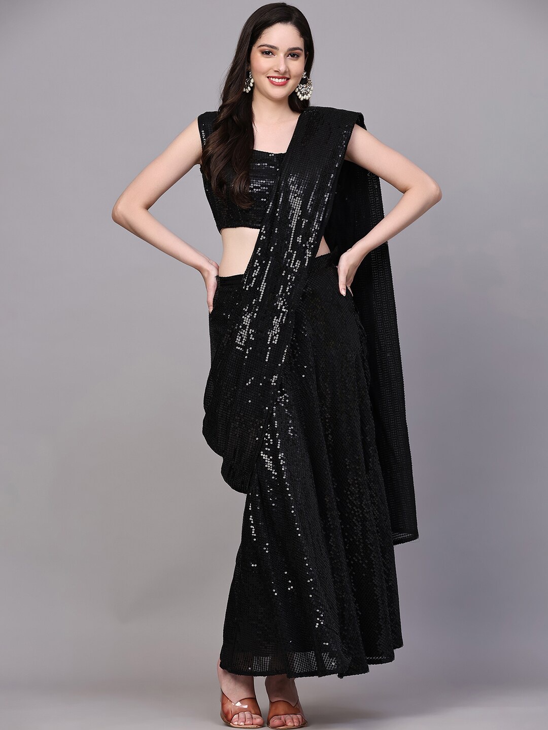 

BLACK SCISSOR Embellished Sequinned Ready to Wear Lehenga & Blouse With Dupatta