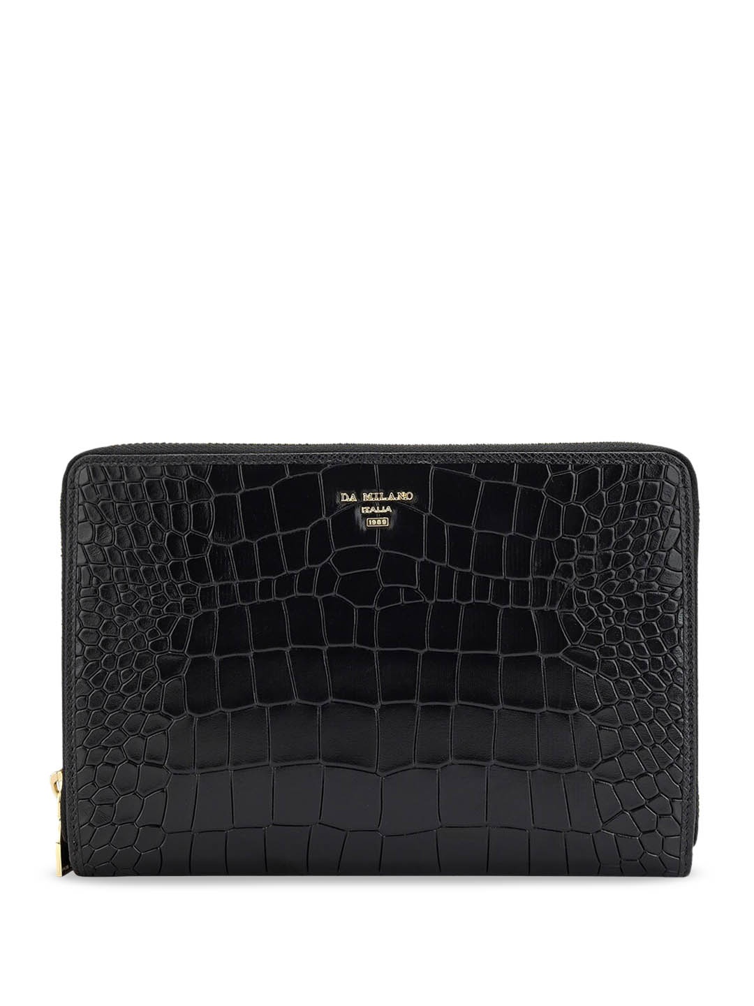 Da Milano Textured Leather Wallet, Black