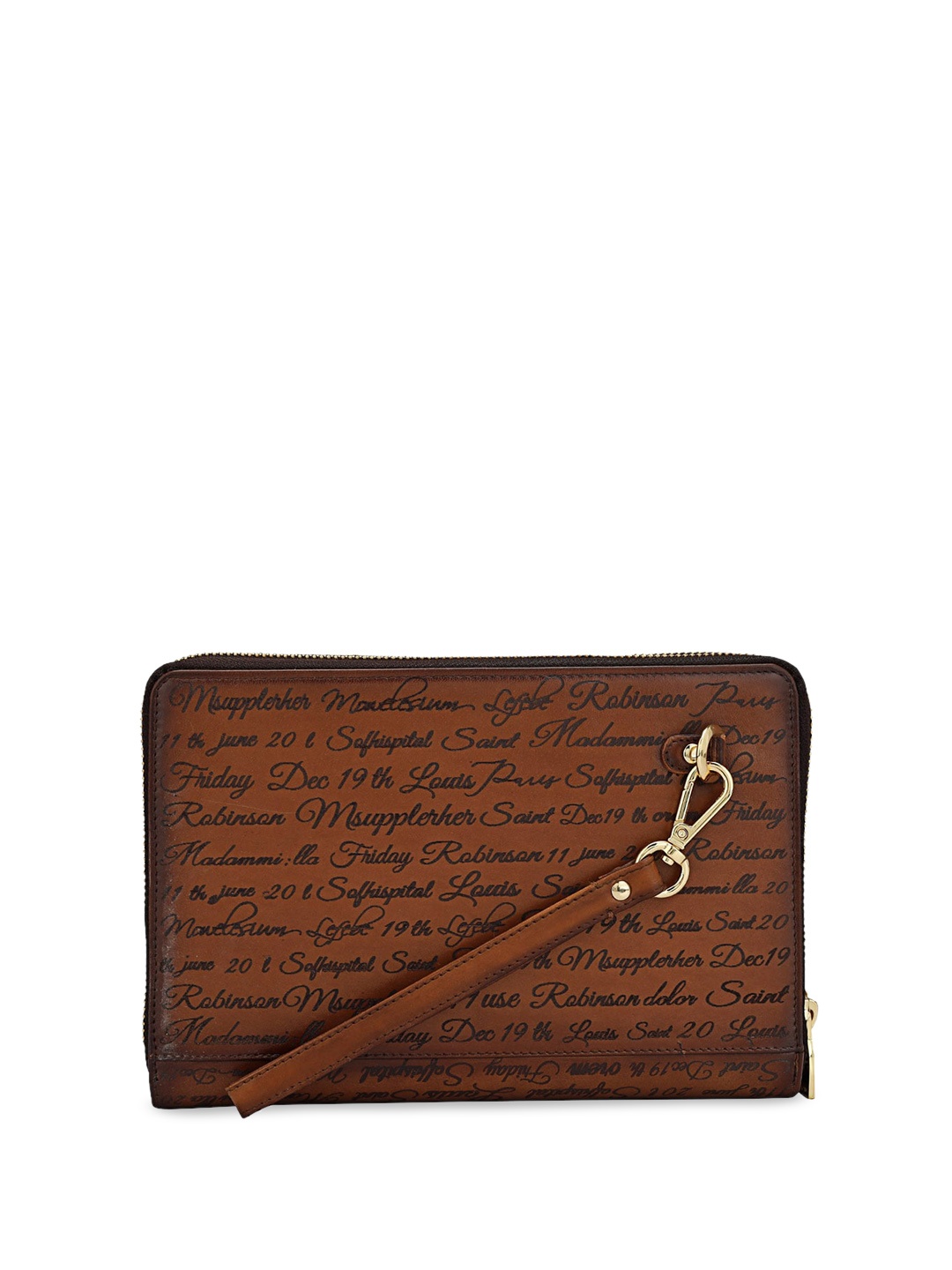 

Da Milano Typography Printed Leather Wallet, Brown