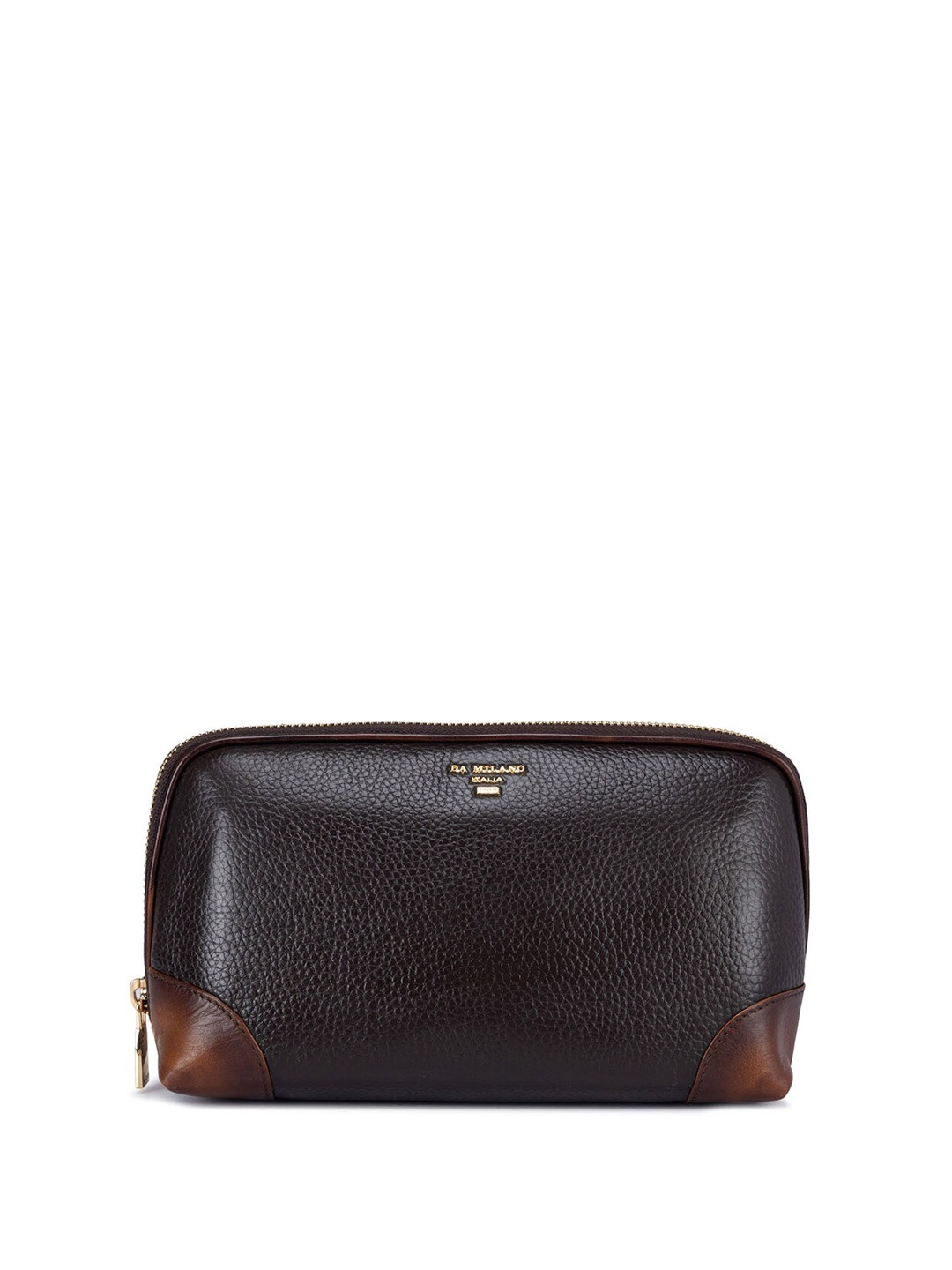 

Da Milano Unisex Textured Travel Pouch, Brown