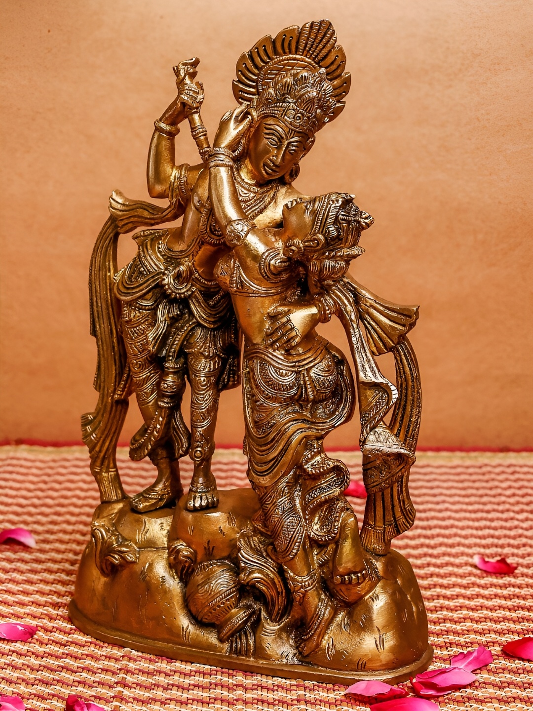 

The Advitya Gold Toned Radha Krishna Brass Showpiece