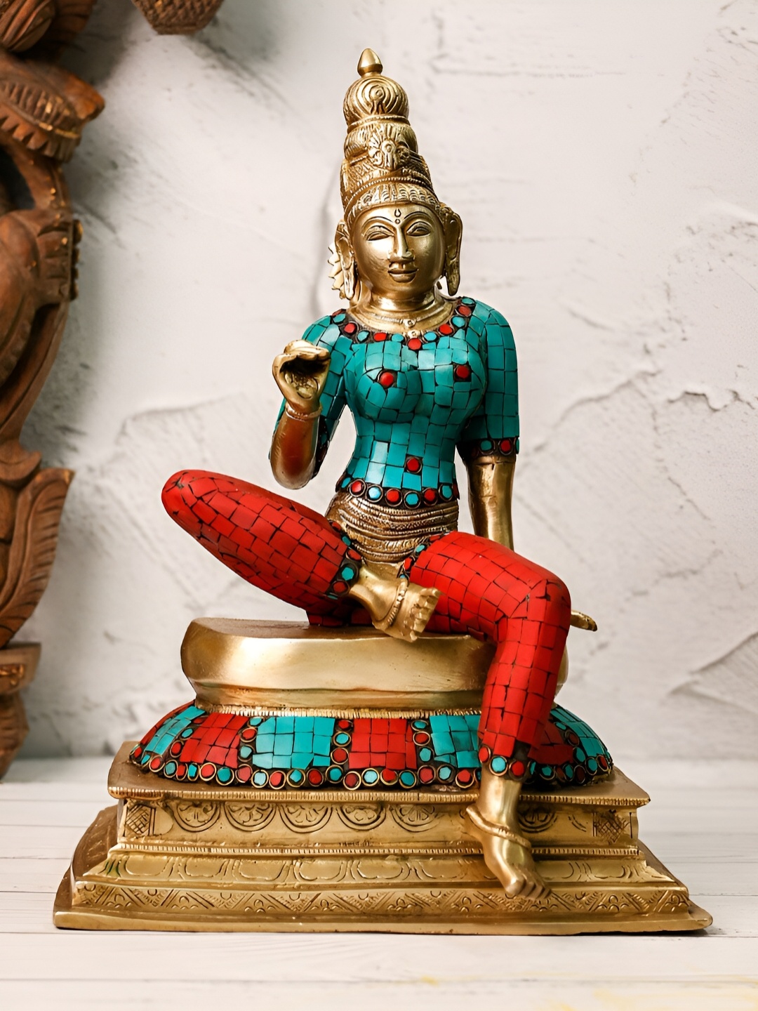 

The Advitya Vintage Devi Parvati In Abhaya Mudra, Gold