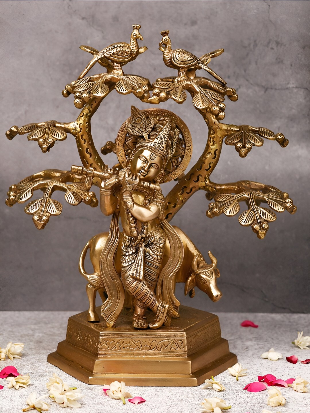 

The Advitya Madan Gopal Under Kadamba Tree In Brass, Gold