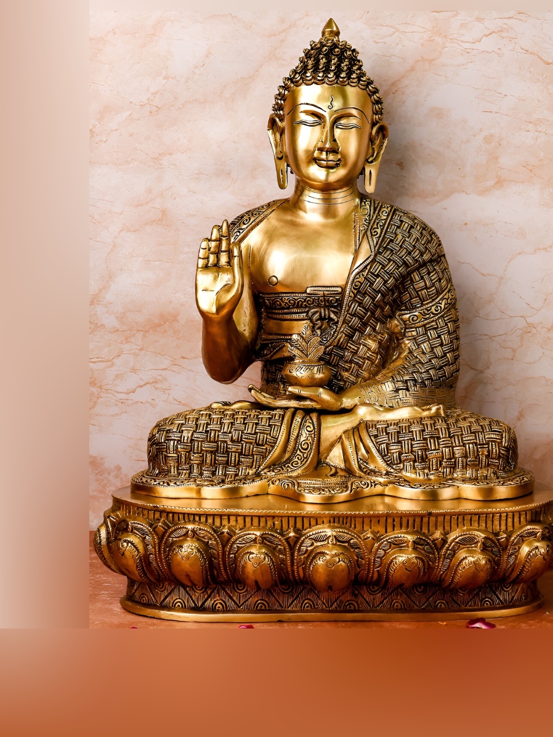 

The Advitya Gold Toned Brass Blessing Superfine Buddha Showpiece