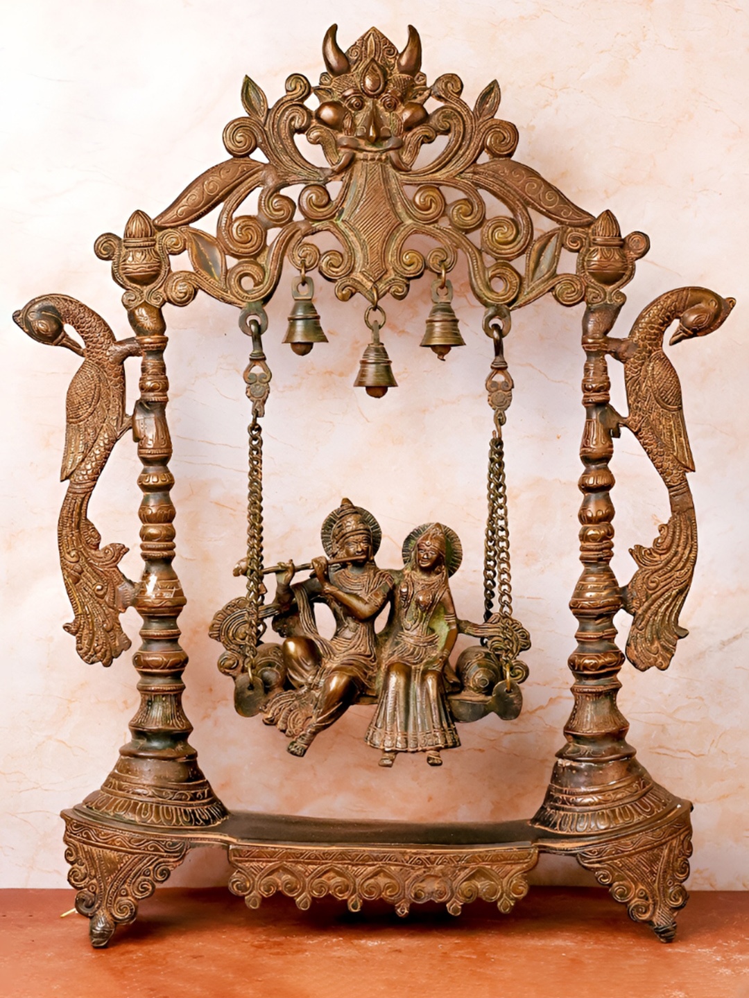 

The Advitya Lord Krishna And Goddess Radha On Swing, Gold