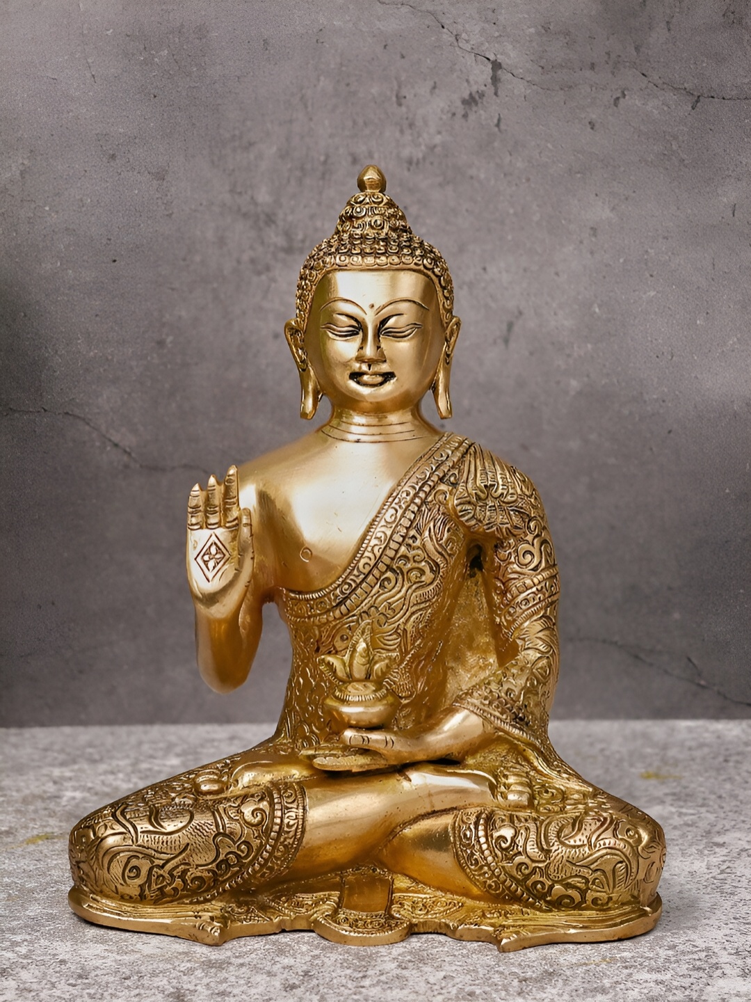 

The Advitya Gold Toned Protection Buddha Brass Showpiece