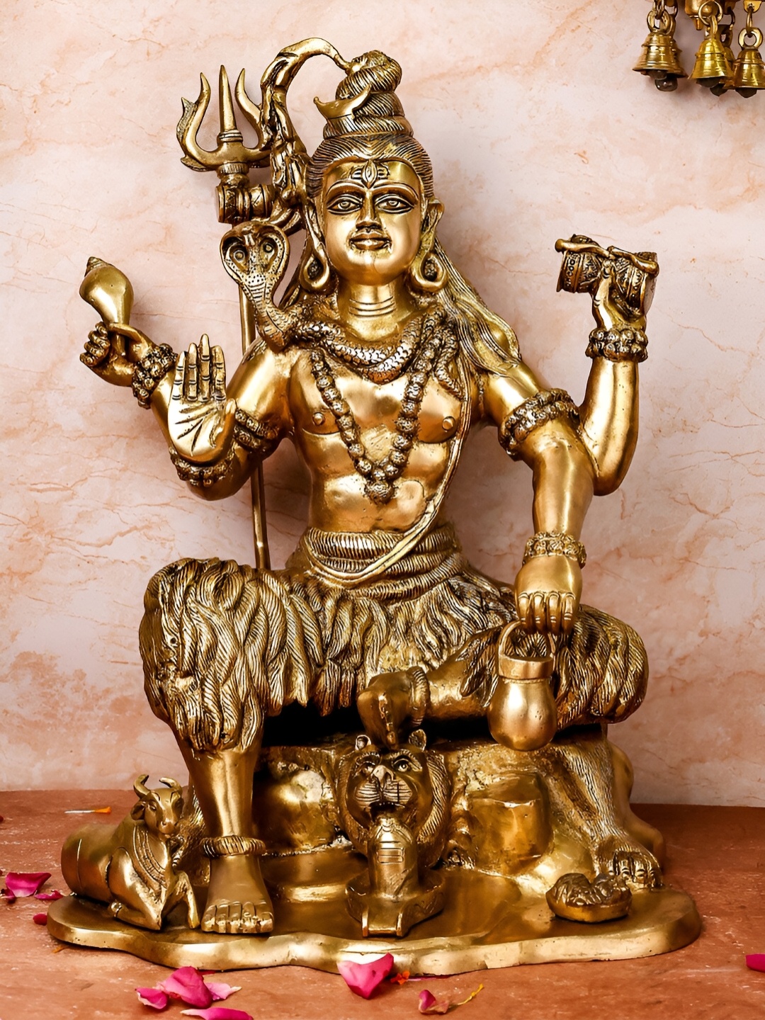 

The Advitya Brass Shiva On Lion Mat Large, Gold