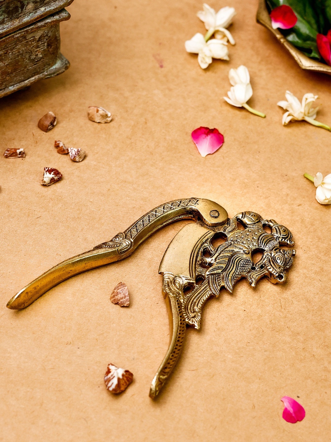

The Advitya Dragon Brass Yali Nut Cutter, Gold