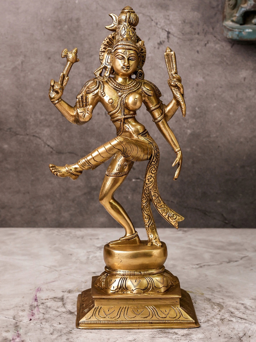 

The Advitya Brass Ardhanarishwara Sculpture, Gold