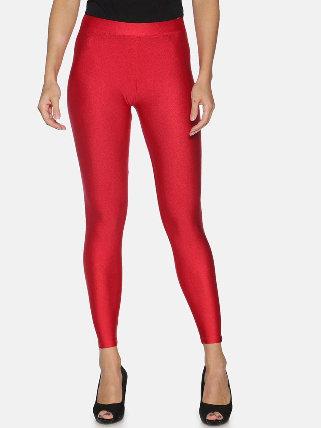 

TWIN BIRDS Shimmer Ankle Length Leggings, Red