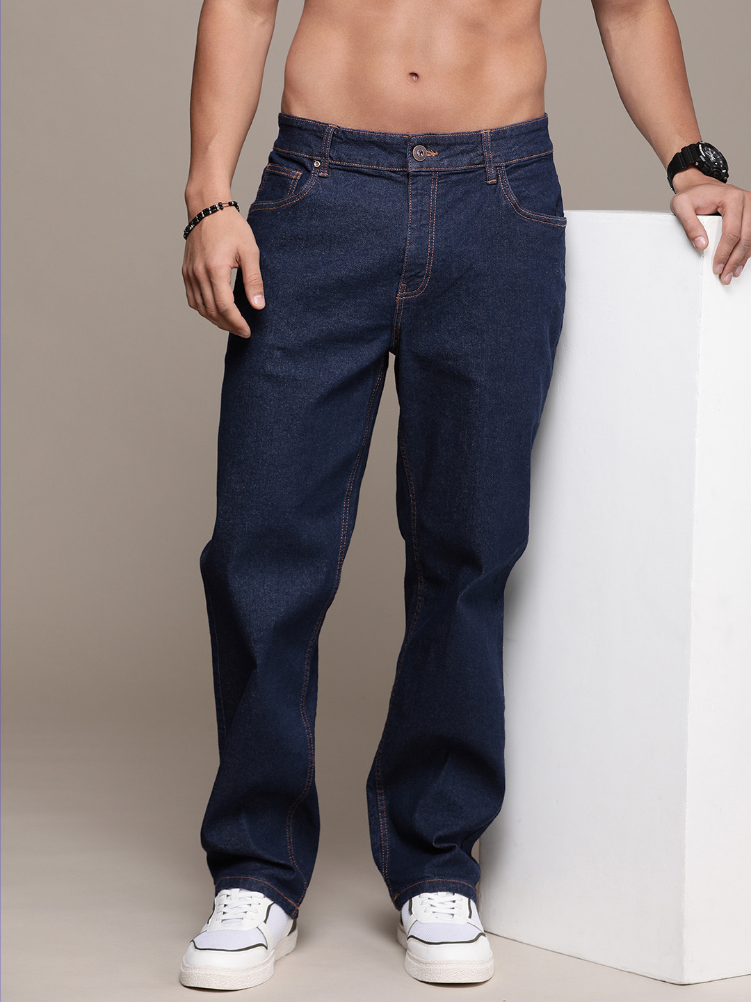 

Roadster Men Straight Fit Stretchable Jeans, Navy blue