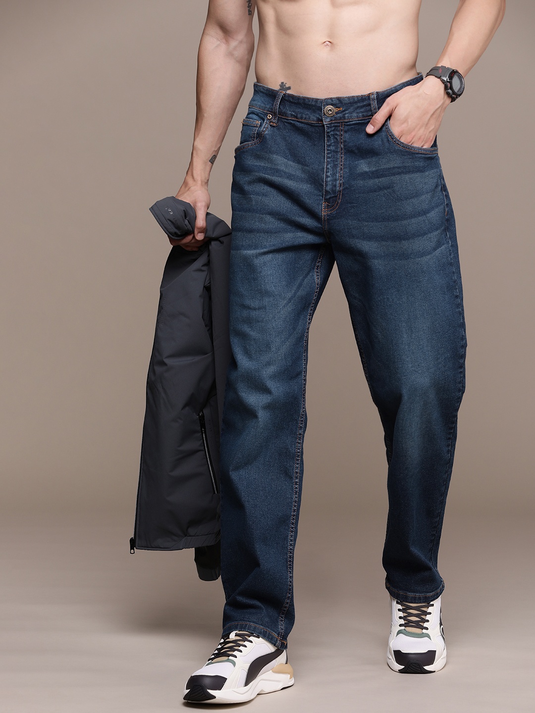 

Roadster Men Straight Fit Stretchable Jeans, Blue