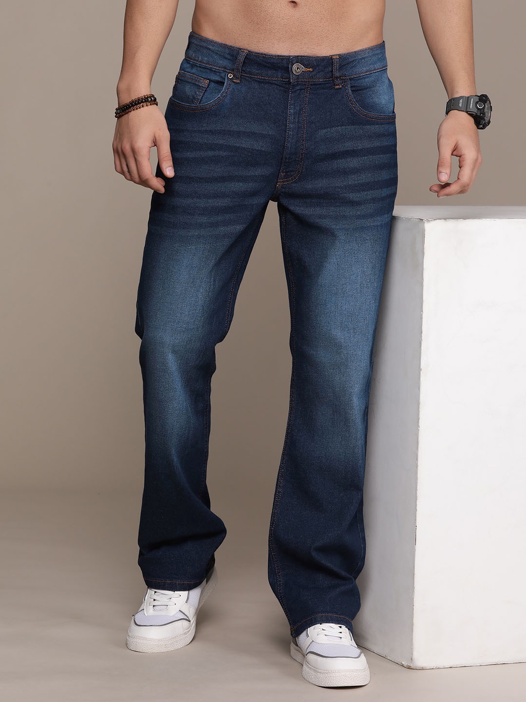 

Roadster Men Bootcut Light Fade Stretchable Jeans, Navy blue