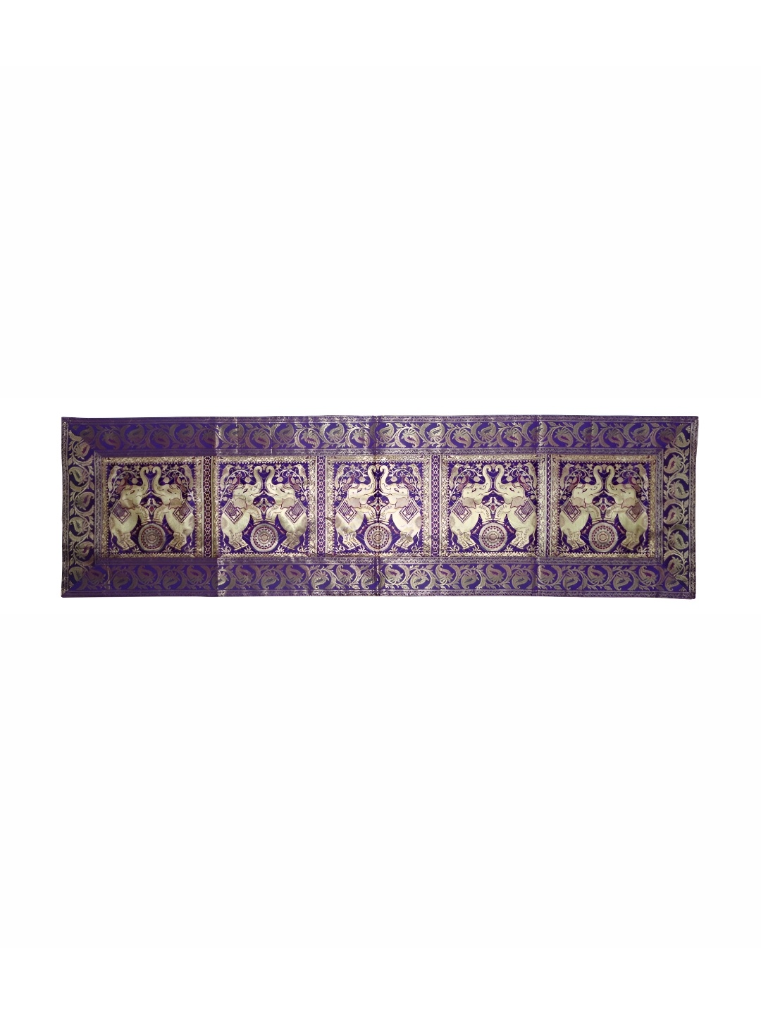 

Lal Haveli Purple & Gold Toned Elephant Design Rectangular Table Runner