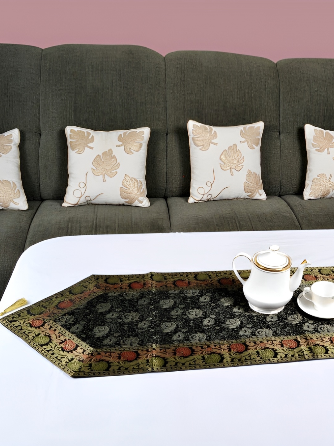 

Lal Haveli Black & Grey Floral Table Runner