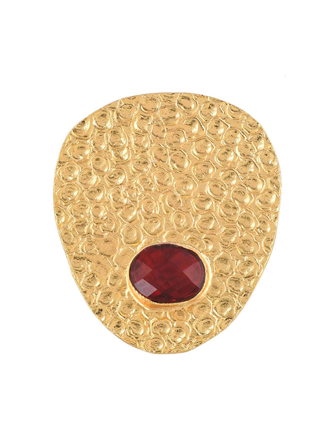 

ZURII Gold-Plated Stone Studded Oval Statement Finger Ring