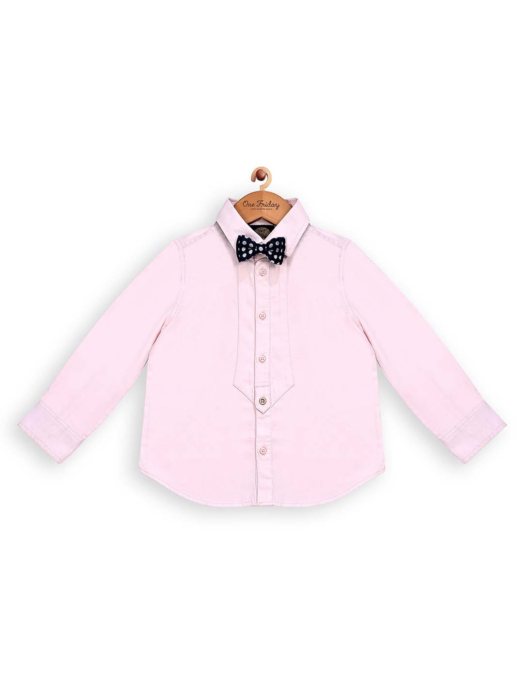 

One Friday Boys Classic Button Down Collar Long Sleeves Cotton Casual Shirt, Pink