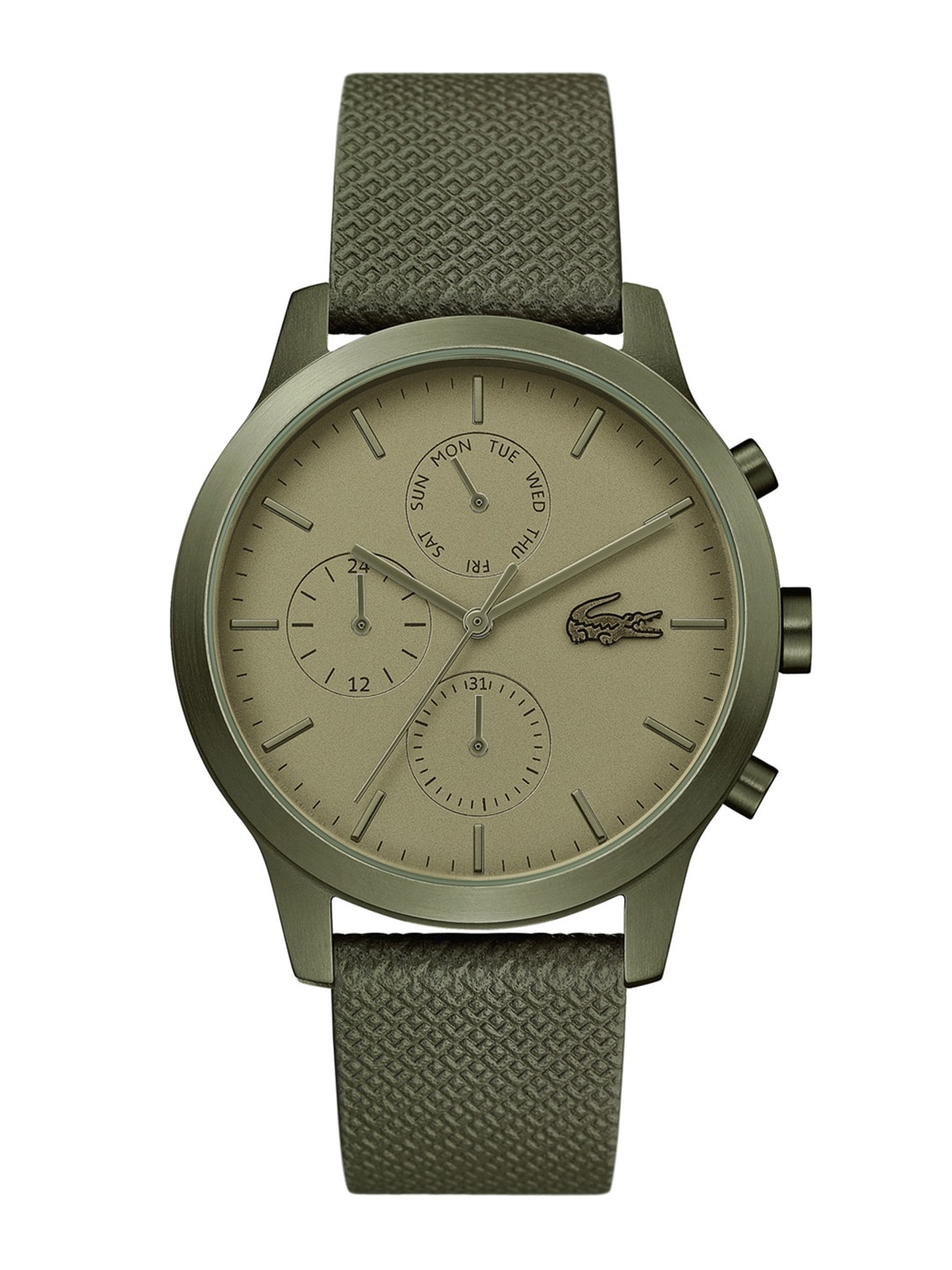 

Lacoste L.12.12 Men Brass Dial & Leather Straps Analogue Multi Function Watch 2010999, Green