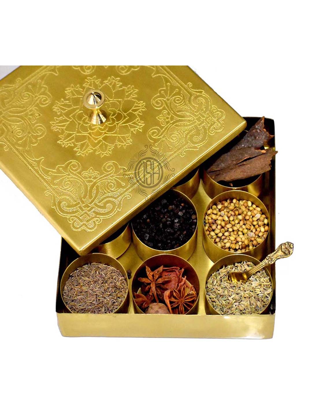 

DSH Crafting Your Curiosity Gold Toned 11 Pieces Textured Brass Spice Box