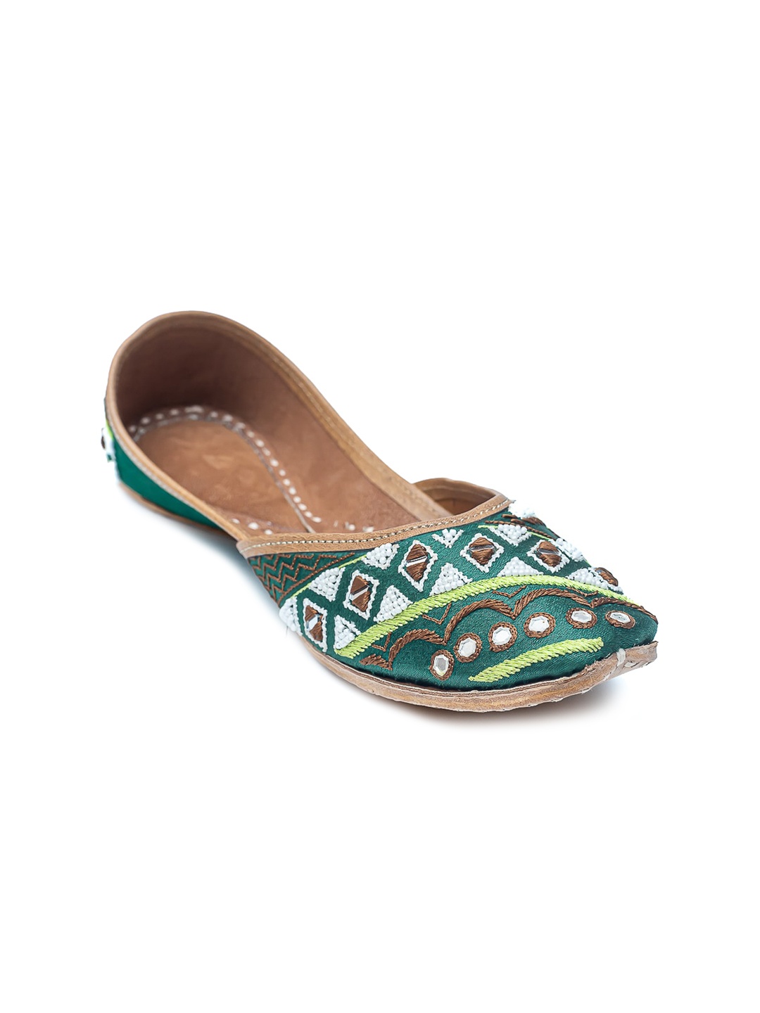 

Dapper Feet-Fancy Nancy Embroidered Ethnic Mojaris, Green