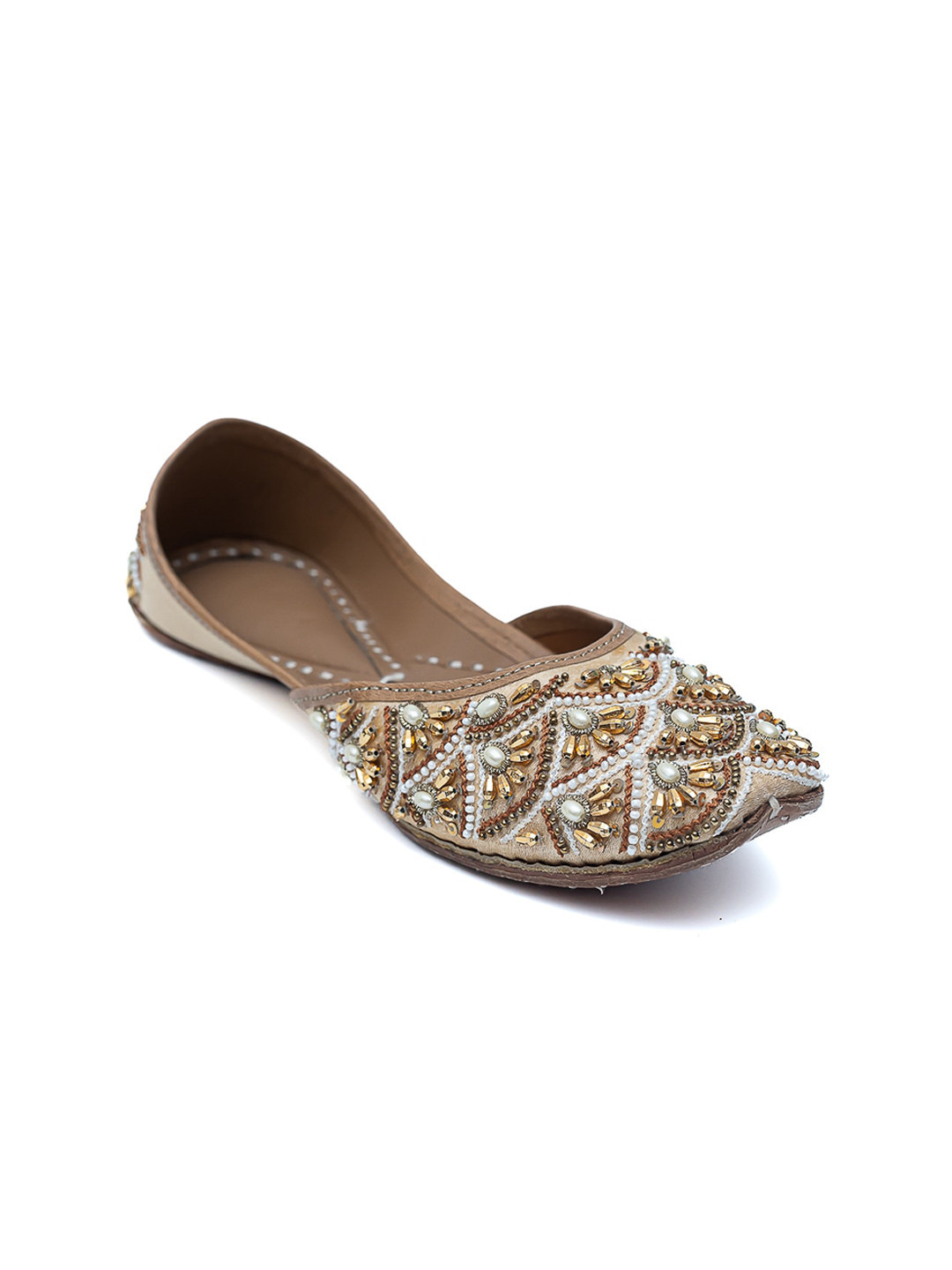 

Dapper Feet-Fancy Nancy Ethnic Punjabi Embellished Square Toe Mojaris, Gold
