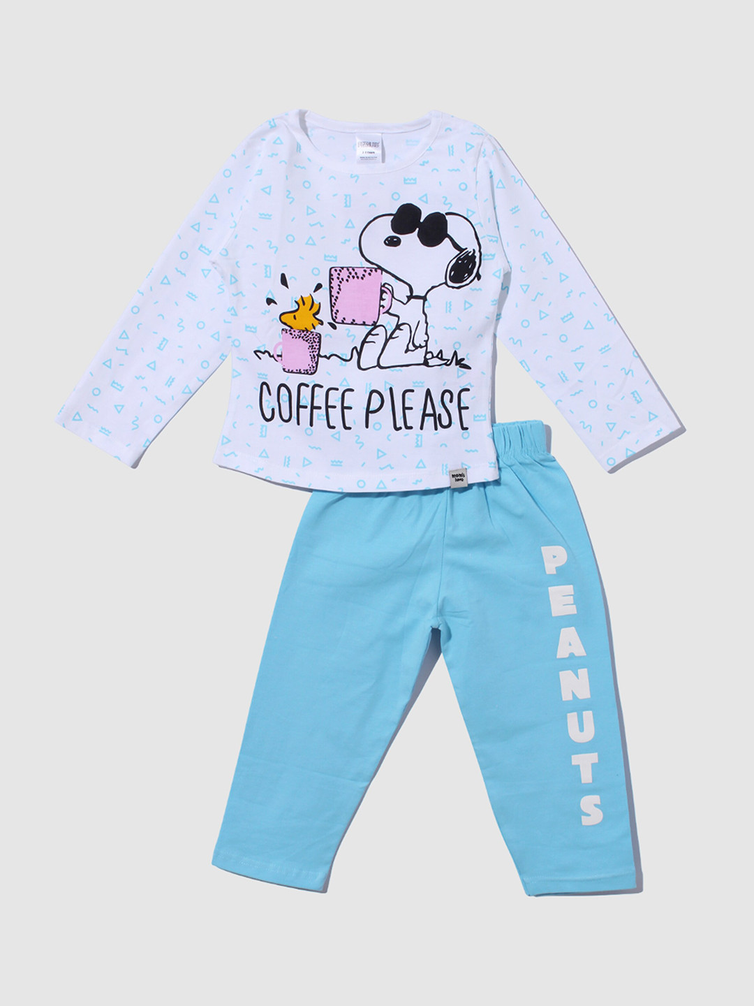 

Moms Love Girls Snoopy Printed Pure Cotton Nightsuit, Blue