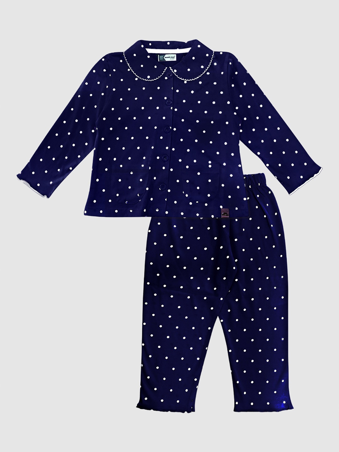 

Moms Love Girls Geometric Printed Pure Cotton Nightsuit, Blue