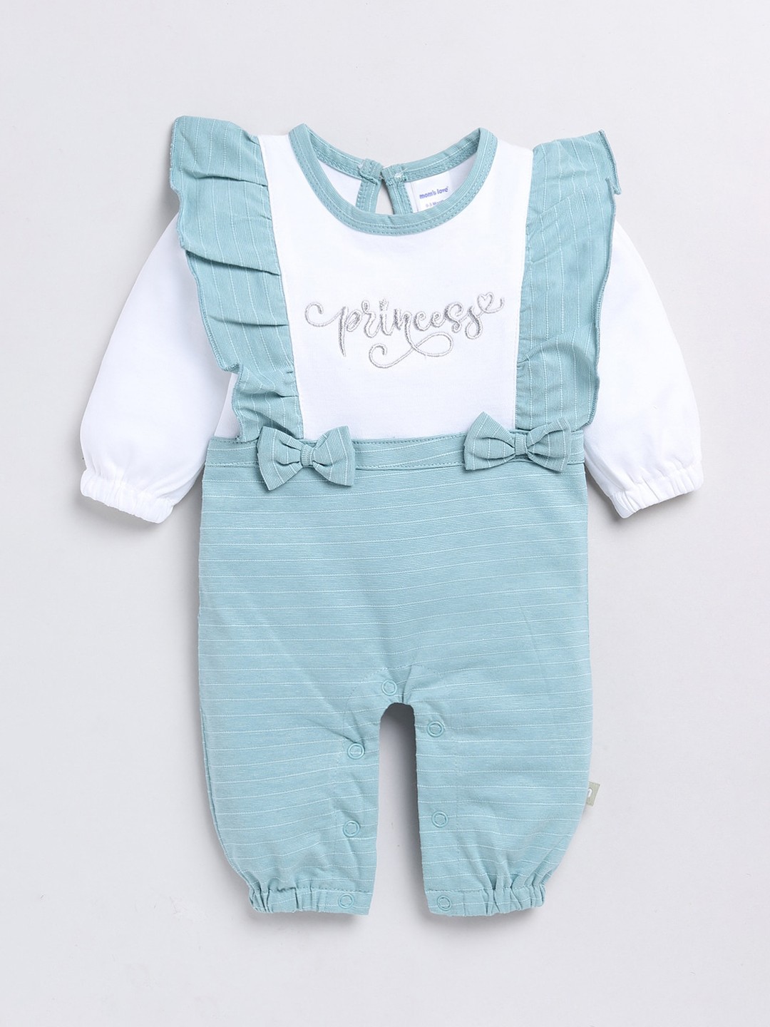 

Moms Love Infant Girls Embroidered Pure Cotton Romper, Green