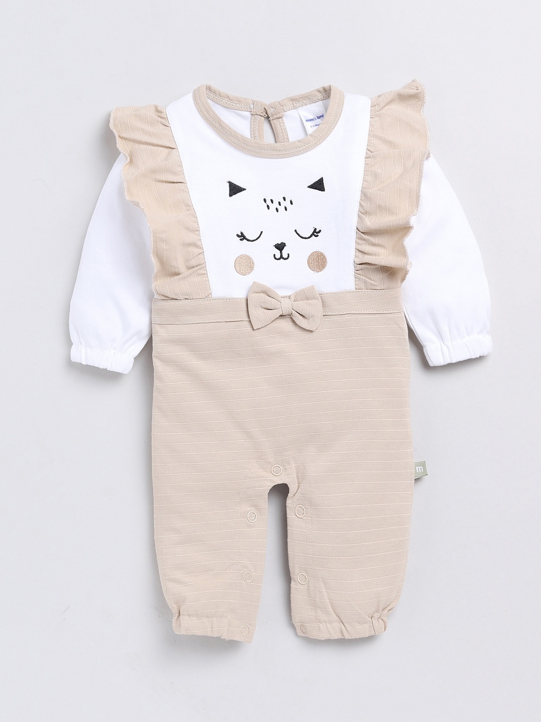 

Moms Love Infant Girls Embroidered Pure Cotton Romper, Beige