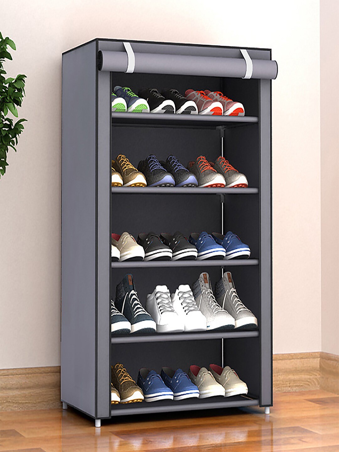 

Kuber Industries Grey Foldable 6 Shelves Shoes Organiser