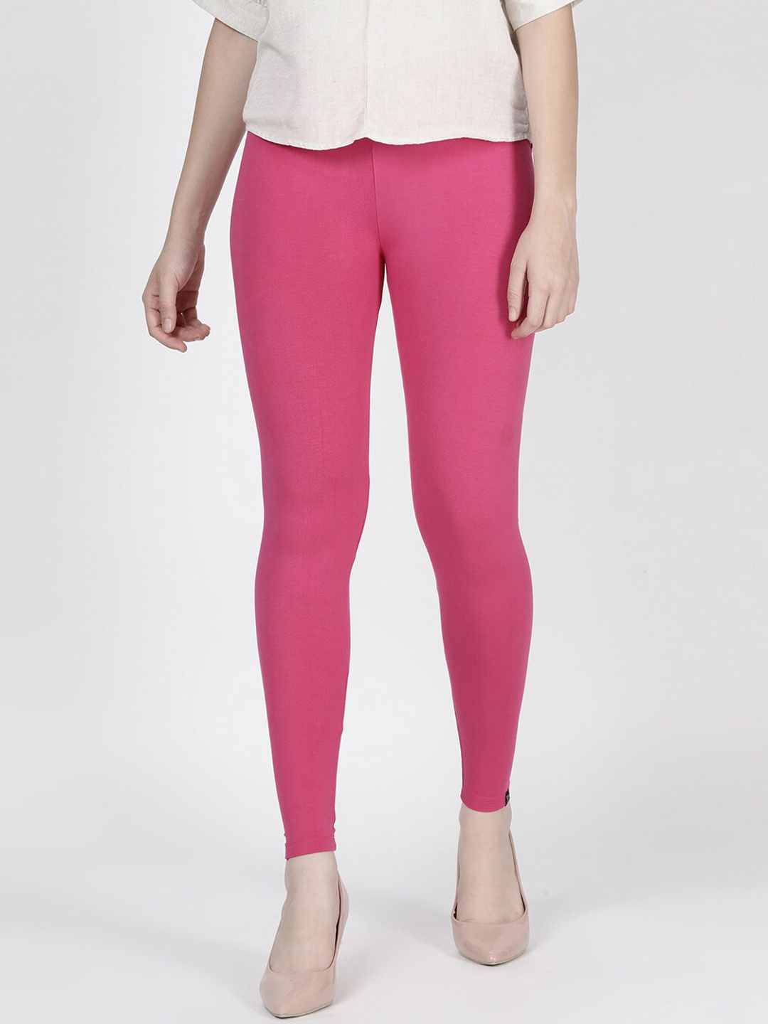 

TWIN BIRDS Women Solid Super Stretch Viscose Ankle Length Leggings, Pink
