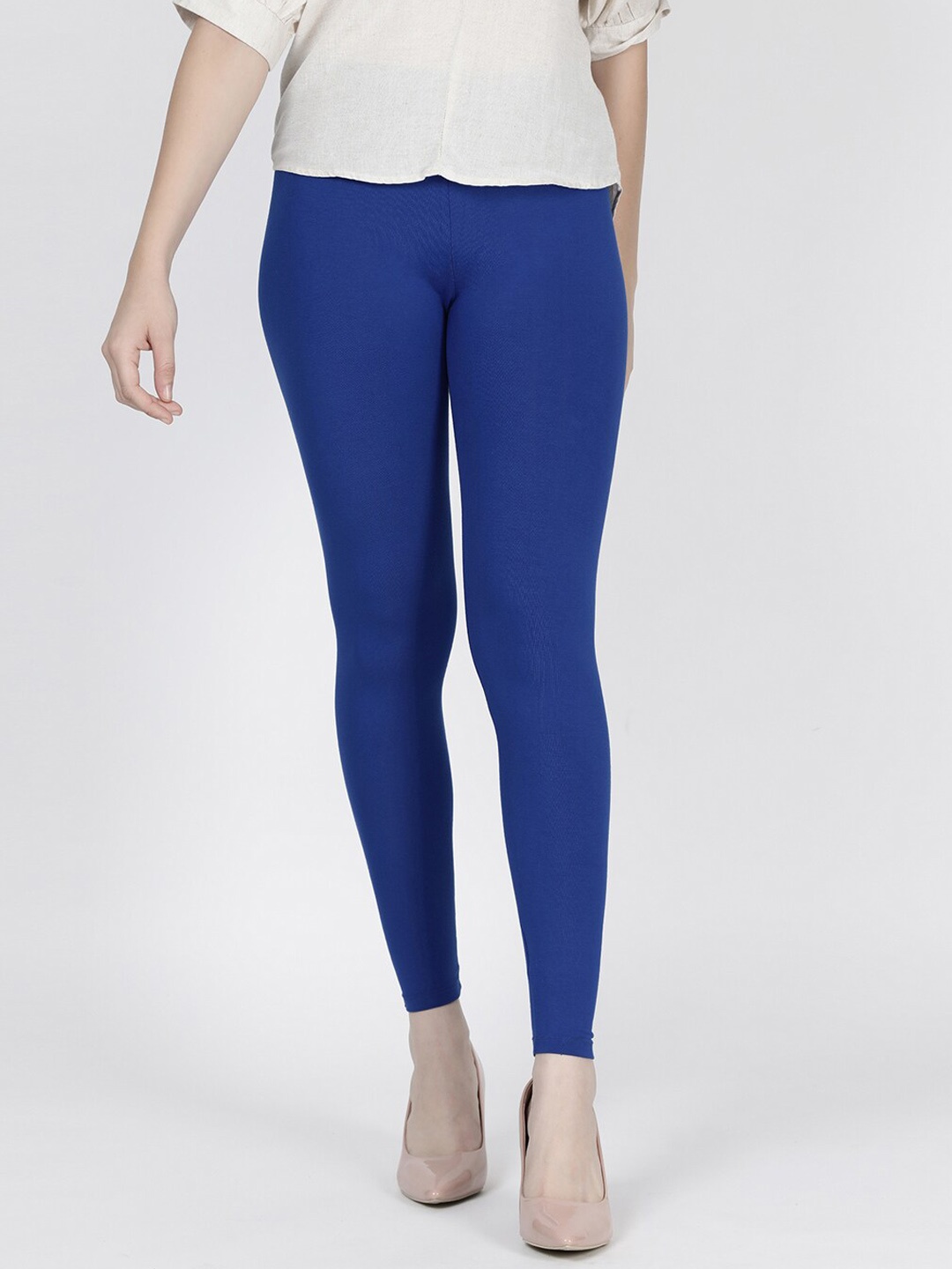 

TWIN BIRDS Women Solid Super Stretch Viscose Ankle Length Leggings, Blue