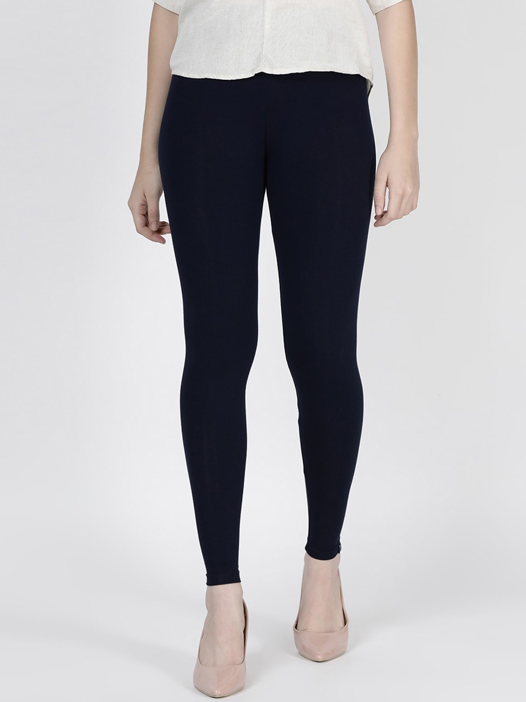 

TWIN BIRDS Women Solid Super Stretch Viscose Ankle Length Leggings, Navy blue